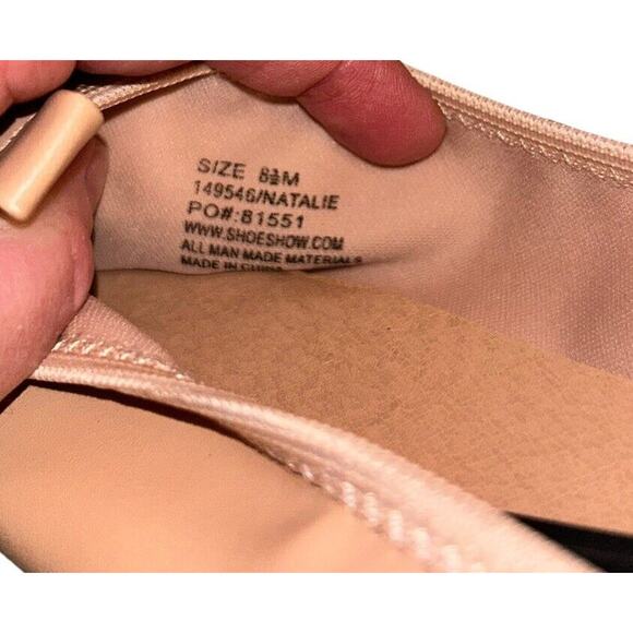 Dominique Nicole Tan NudeNatalie Ballet Flats Silver Micro-Bead Accent Size 8.5M - Picture 5 of 8